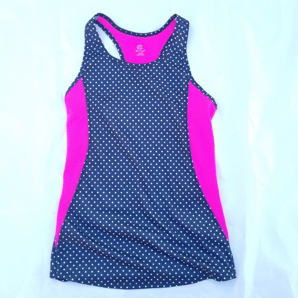 Champion Polka‎ Dot Racerback Tank Size Large